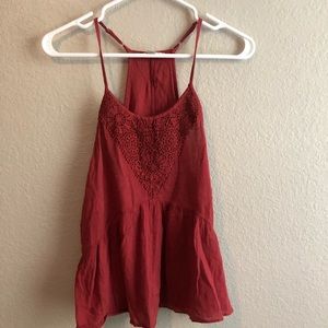 American Eagle Peplum Tank with Lace Detail